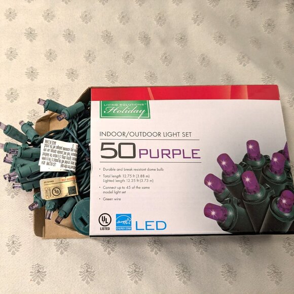 New! 2 packages of 50 Purple LED Light Sets - Picture 2 of 2